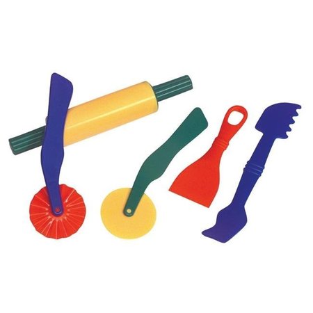 CREATIVITY STREET Creativity Street 085812 Dough Tool Set; Plastic; Assorted Colors; Set Of 5 85812